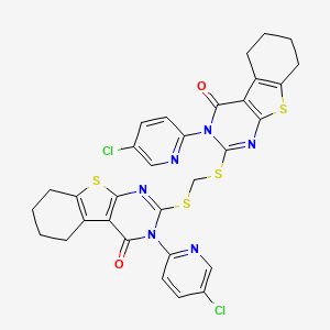 molecular formula C31H24Cl2N6O2S4 B2611617 3-(5-Chloropyridin-2-yl)-2-[[3-(5-chloropyridin-2-yl)-4-oxo-5,6,7,8-tetrahydro-[1]benzothiolo[2,3-d]pyrimidin-2-yl]sulfanylmethylsulfanyl]-5,6,7,8-tetrahydro-[1]benzothiolo[2,3-d]pyrimidin-4-one CAS No. 380340-73-8