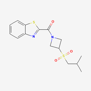 molecular formula C15H18N2O3S2 B2611618 Benzo[d]thiazol-2-yl(3-(isobutylsulfonyl)azetidin-1-yl)methanone CAS No. 1796970-32-5