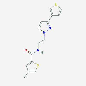 molecular formula C15H15N3OS2 B2611625 4-methyl-N-(2-(3-(thiophen-3-yl)-1H-pyrazol-1-yl)ethyl)thiophene-2-carboxamide CAS No. 2034452-24-7