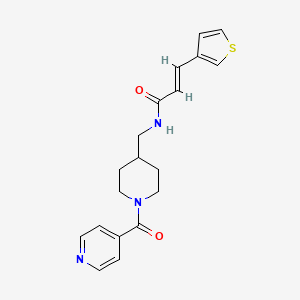 molecular formula C19H21N3O2S B2611626 (E)-N-((1-isonicotinoylpiperidin-4-yl)methyl)-3-(thiophen-3-yl)acrylamide CAS No. 1396890-10-0