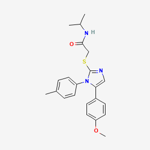 molecular formula C22H25N3O2S B2611635 N-isopropyl-2-((5-(4-methoxyphenyl)-1-(p-tolyl)-1H-imidazol-2-yl)thio)acetamide CAS No. 1207009-74-2