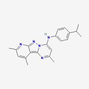 molecular formula C21H23N5 B2611637 4,11,13-trimethyl-N-[4-(propan-2-yl)phenyl]-3,7,8,10-tetraazatricyclo[7.4.0.0^{2,7}]trideca-1,3,5,8,10,12-hexaen-6-amine CAS No. 896828-81-2