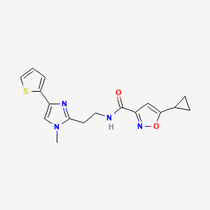molecular formula C17H18N4O2S B2611641 5-环丙基-N-(2-(1-甲基-4-(噻吩-2-基)-1H-咪唑-2-基)乙基)异恶唑-3-甲酰胺 CAS No. 1421583-68-7