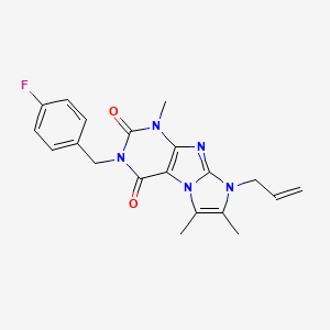 molecular formula C20H20FN5O2 B2611656 2-[(4-Fluorophenyl)methyl]-4,7,8-trimethyl-6-prop-2-enylpurino[7,8-a]imidazole-1,3-dione CAS No. 878411-55-3
