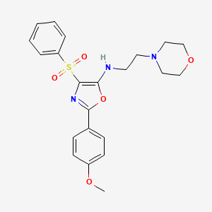 molecular formula C22H25N3O5S B2611662 2-(4-methoxyphenyl)-N-(2-morpholinoethyl)-4-(phenylsulfonyl)oxazol-5-amine CAS No. 862800-03-1