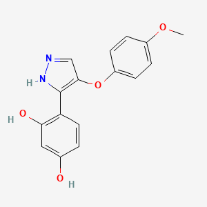 molecular formula C16H14N2O4 B2611664 4-(4-(4-methoxyphenoxy)-1H-pyrazol-3-yl)benzene-1,3-diol CAS No. 716333-47-0