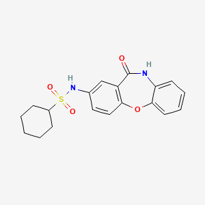 molecular formula C19H20N2O4S B2611667 N-(11-oxo-10,11-dihydrodibenzo[b,f][1,4]oxazepin-2-yl)cyclohexanesulfonamide CAS No. 922137-62-0