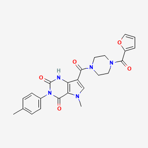 molecular formula C24H23N5O5 B2611670 7-(4-(furan-2-carbonyl)piperazine-1-carbonyl)-5-methyl-3-(p-tolyl)-1H-pyrrolo[3,2-d]pyrimidine-2,4(3H,5H)-dione CAS No. 921854-12-8