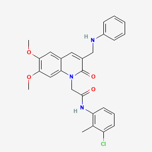 molecular formula C27H26ClN3O4 B2611672 2-[3-(anilinomethyl)-6,7-dimethoxy-2-oxoquinolin-1(2H)-yl]-N-(3-chloro-2-methylphenyl)acetamide CAS No. 894551-03-2