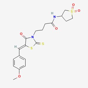 molecular formula C19H22N2O5S3 B2611675 N-(1,1-二氧化四氢噻吩-3-基)-4-[(5Z)-5-(4-甲氧基亚苄基)-4-氧代-2-硫代-1,3-噻唑烷-3-基]丁酰胺 CAS No. 900135-09-3
