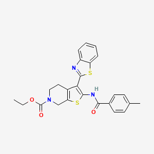 ethyl 3-(benzo[d]thiazol-2-yl)-2-(4-methylbenzamido)-4,5-dihydrothieno[2,3-c]pyridine-6(7H)-carboxylate