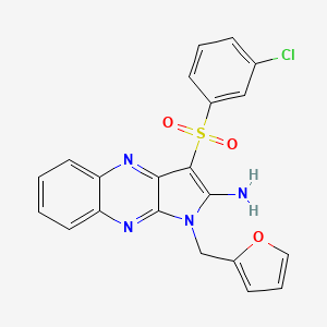 molecular formula C21H15ClN4O3S B2611689 3-((3-chlorophenyl)sulfonyl)-1-(furan-2-ylmethyl)-1H-pyrrolo[2,3-b]quinoxalin-2-amine CAS No. 847916-89-6