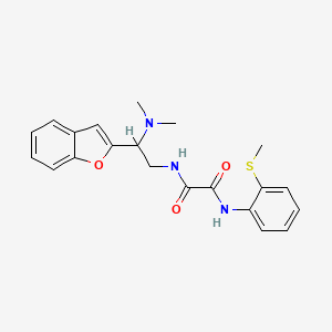 molecular formula C21H23N3O3S B2611693 N1-(2-(苯并呋喃-2-基)-2-(二甲氨基)乙基)-N2-(2-(甲硫基)苯基)草酰胺 CAS No. 2034563-28-3