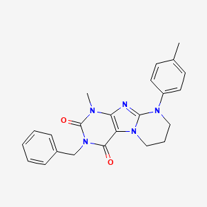 molecular formula C23H23N5O2 B2611697 3-benzyl-1-methyl-9-(4-methylphenyl)-7,8-dihydro-6H-purino[7,8-a]pyrimidine-2,4-dione CAS No. 844852-51-3