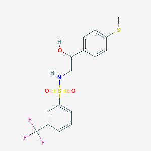 molecular formula C16H16F3NO3S2 B2611703 N-(2-羟基-2-(4-(甲硫基)苯基)乙基)-3-(三氟甲基)苯磺酰胺 CAS No. 1448028-50-9