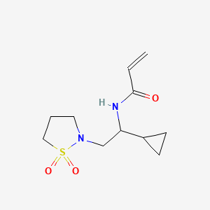 molecular formula C11H18N2O3S B2611705 N-[1-Cyclopropyl-2-(1,1-dioxo-1,2-thiazolidin-2-yl)ethyl]prop-2-enamide CAS No. 2305395-76-8