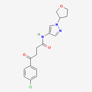 molecular formula C17H18ClN3O3 B2611723 4-(4-氯苯基)-4-氧代-N-(1-(四氢呋喃-3-基)-1H-吡唑-4-基)丁酰胺 CAS No. 1797350-78-7
