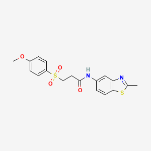 molecular formula C18H18N2O4S2 B2611726 3-((4-甲氧基苯基)磺酰基)-N-(2-甲基苯并[d]噻唑-5-基)丙酰胺 CAS No. 942006-40-8