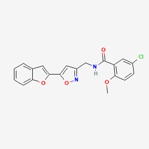 molecular formula C20H15ClN2O4 B2611731 N-((5-(benzofuran-2-yl)isoxazol-3-yl)methyl)-5-chloro-2-methoxybenzamide CAS No. 1105205-82-0
