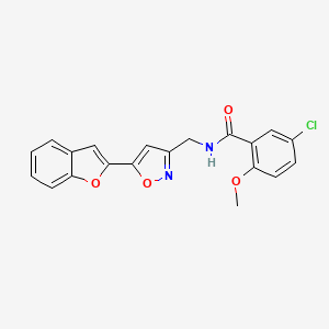 molecular formula C20H15ClN2O4 B2611731 N-((5-(苯并呋喃-2-基)异恶唑-3-基)甲基)-5-氯-2-甲氧基苯甲酰胺 CAS No. 1105205-82-0