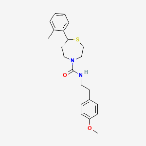 molecular formula C22H28N2O2S B2611745 N-(4-methoxyphenethyl)-7-(o-tolyl)-1,4-thiazepane-4-carboxamide CAS No. 1705100-07-7