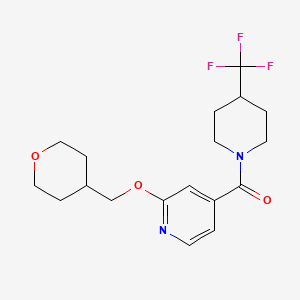 molecular formula C18H23F3N2O3 B2611746 (2-((四氢-2H-吡喃-4-基)甲氧基)吡啶-4-基)(4-(三氟甲基)哌啶-1-基)甲苯酮 CAS No. 2034297-67-9