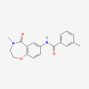 molecular formula C18H18N2O3 B2611748 3-methyl-N-(4-methyl-5-oxo-2,3,4,5-tetrahydrobenzo[f][1,4]oxazepin-7-yl)benzamide CAS No. 922128-08-3