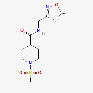 molecular formula C12H19N3O4S B2611752 N-((5-methylisoxazol-3-yl)methyl)-1-(methylsulfonyl)piperidine-4-carboxamide CAS No. 1251618-64-0