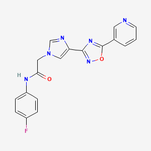 molecular formula C18H13FN6O2 B2611756 N~1~-(4-fluorophenyl)-2-{4-[5-(3-pyridyl)-1,2,4-oxadiazol-3-yl]-1H-imidazol-1-yl}acetamide CAS No. 1251612-21-1