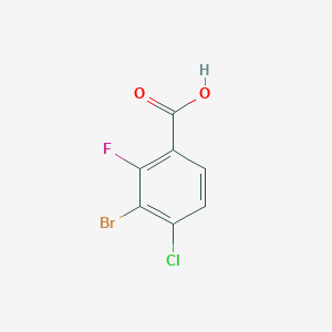 molecular formula C7H3BrClFO2 B2611761 3-溴-4-氯-2-氟苯甲酸 CAS No. 1677706-23-8