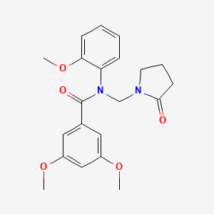 molecular formula C21H24N2O5 B2611766 3,5-dimethoxy-N-(2-methoxyphenyl)-N-[(2-oxopyrrolidin-1-yl)methyl]benzamide CAS No. 852155-60-3