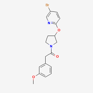 molecular formula C18H19BrN2O3 B2611768 1-(3-((5-Bromopyridin-2-yl)oxy)pyrrolidin-1-yl)-2-(3-methoxyphenyl)ethanone CAS No. 1904254-70-1