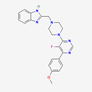 molecular formula C23H23FN6O B2611770 2-[[4-[5-Fluoro-6-(4-methoxyphenyl)pyrimidin-4-yl]piperazin-1-yl]methyl]-1H-benzimidazole CAS No. 2415603-22-2