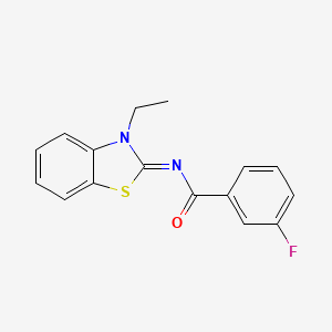 molecular formula C16H13FN2OS B2611784 (E)-N-(3-ethylbenzo[d]thiazol-2(3H)-ylidene)-3-fluorobenzamide CAS No. 1005935-78-3