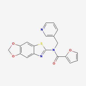 molecular formula C19H13N3O4S B2611786 N-([1,3]dioxolo[4',5':4,5]benzo[1,2-d]thiazol-6-yl)-N-(pyridin-3-ylmethyl)furan-2-carboxamide CAS No. 895019-32-6