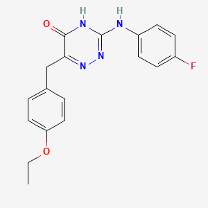 molecular formula C18H17FN4O2 B2611789 6-(4-乙氧基苄基)-3-((4-氟苯基)氨基)-1,2,4-三嗪-5(4H)-酮 CAS No. 905797-97-9