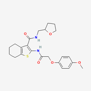 molecular formula C23H28N2O5S B2611792 2-(2-(4-methoxyphenoxy)acetamido)-N-((tetrahydrofuran-2-yl)methyl)-4,5,6,7-tetrahydrobenzo[b]thiophene-3-carboxamide CAS No. 381201-05-4