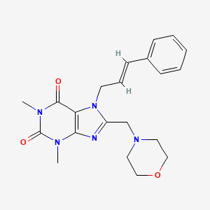 molecular formula C21H25N5O3 B2611795 7-cinnamyl-1,3-dimethyl-8-(morpholinomethyl)-1H-purine-2,6(3H,7H)-dione CAS No. 876899-00-2