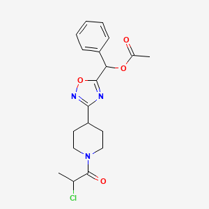 [[3-[1-(2-Chloropropanoyl)piperidin-4-yl]-1,2,4-oxadiazol-5-yl]-phenylmethyl] acetate