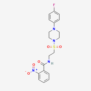 molecular formula C19H21FN4O5S B2611804 N-(2-((4-(4-fluorophenyl)piperazin-1-yl)sulfonyl)ethyl)-2-nitrobenzamide CAS No. 897618-73-4