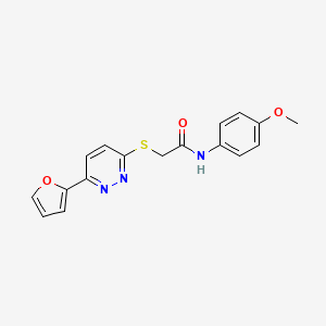 molecular formula C17H15N3O3S B2611811 2-[6-(呋喃-2-基)嘧啶-3-基]硫代基-N-(4-甲氧基苯基)乙酰胺 CAS No. 872723-56-3