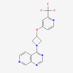 molecular formula C16H12F3N5O B2611813 4-[3-[2-(Trifluoromethyl)pyridin-4-yl]oxyazetidin-1-yl]pyrido[3,4-d]pyrimidine CAS No. 2380173-57-7