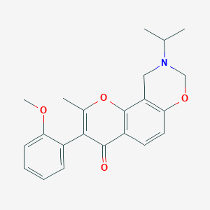 molecular formula C22H23NO4 B2611820 9-isopropyl-3-(2-methoxyphenyl)-2-methyl-9,10-dihydrochromeno[8,7-e][1,3]oxazin-4(8H)-one CAS No. 1010904-44-5