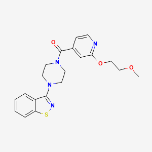 molecular formula C20H22N4O3S B2611823 (4-(苯并[d]异噻唑-3-基)哌嗪-1-基)(2-(2-甲氧基乙氧基)吡啶-4-基)甲酮 CAS No. 2034276-33-8