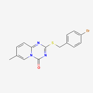 molecular formula C15H12BrN3OS B2611850 2-[(4-溴苯基)甲硫基]-7-甲基吡啶并[1,2-a][1,3,5]三嗪-4-酮 CAS No. 896326-39-9