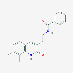 molecular formula C21H22N2O2 B2611852 N-(2-(7,8-二甲基-2-氧代-1,2-二氢喹啉-3-基)乙基)-2-甲基苯甲酰胺 CAS No. 851407-46-0