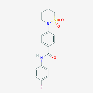 molecular formula C17H17FN2O3S B2611860 4-(1,1-二氧噻嗪-2-基)-N-(4-氟苯基)苯甲酰胺 CAS No. 899756-69-5