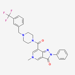 molecular formula C26H24F3N5O2 B2611865 5-methyl-2-phenyl-7-(4-(3-(trifluoromethyl)benzyl)piperazine-1-carbonyl)-2H-pyrazolo[4,3-c]pyridin-3(5H)-one CAS No. 1021210-25-2