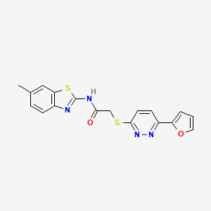 molecular formula C18H14N4O2S2 B2611870 2-((6-(furan-2-yl)pyridazin-3-yl)thio)-N-(6-methylbenzo[d]thiazol-2-yl)acetamide CAS No. 872704-28-4