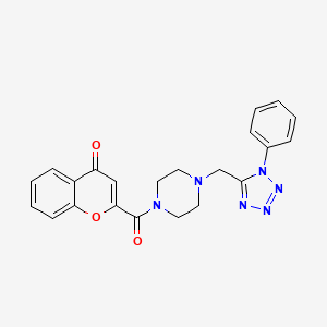 molecular formula C22H20N6O3 B2611891 2-(4-((1-苯基-1H-四唑-5-基)甲基)哌嗪-1-羰基)-4H-色烯-4-酮 CAS No. 1021226-81-2